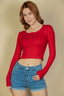 Ribbed Button Up Long Sleeve Crop Top