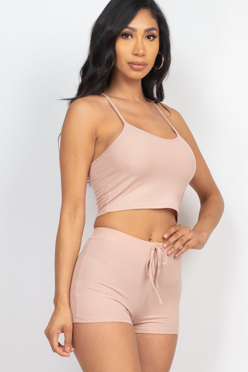 Ribbed Crop Cami Top & Shorts Set