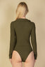 Ribbed Long Sleeve Collared Bodysuit
