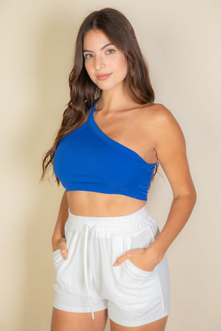 Ribbed One Shoulder Cropped Top | Stretchy Knit