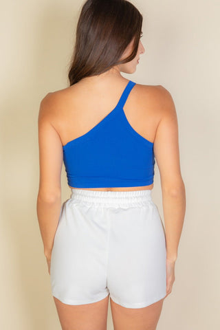Ribbed One Shoulder Cropped Top | Stretchy Knit
