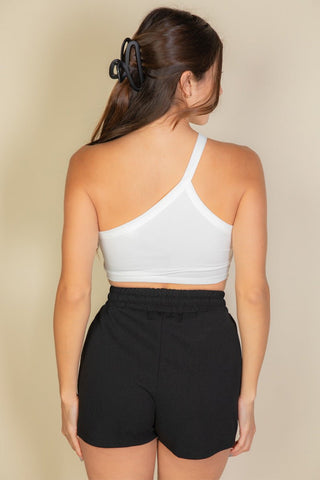 Ribbed One Shoulder Cropped Top | Stretchy Knit