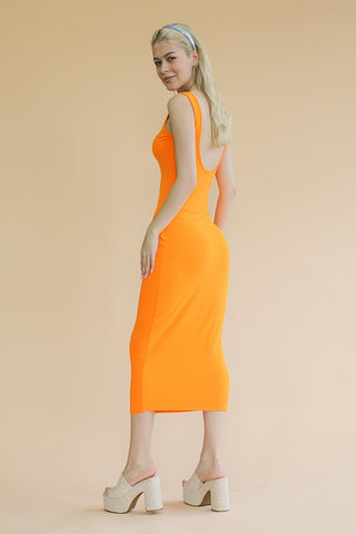 Ribbed Open Back Sleeveless Maxi Dress