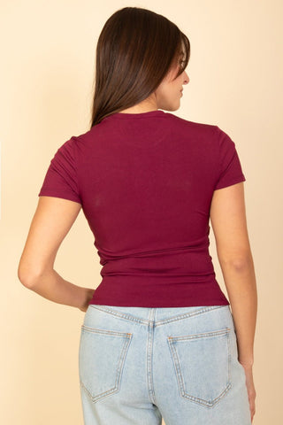 Ribbed Round Neck Short Sleeve Top | Women's Casual Basic