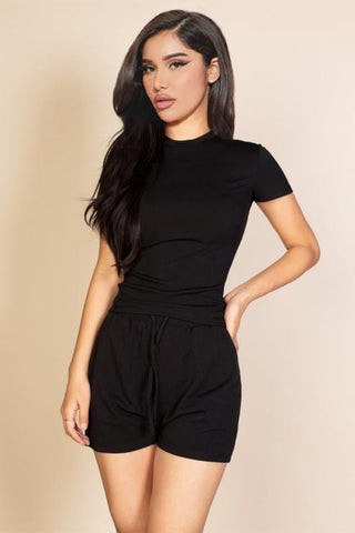 Ribbed Round Neck Short Sleeve Top | Women's Casual Basic