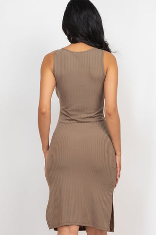 Ribbed Side Slit Tank Dress