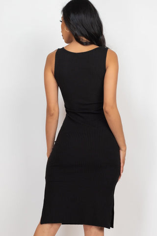Ribbed Side Slit Tank Dress