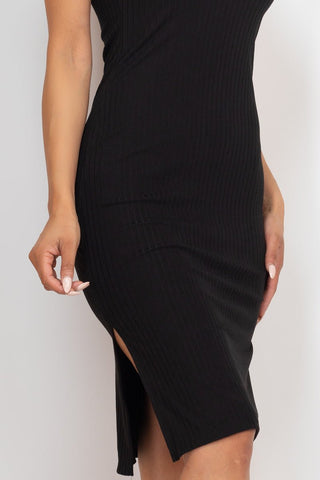 Ribbed Side Slit Tank Dress