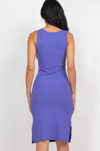 Ribbed Side Slit Tank Dress