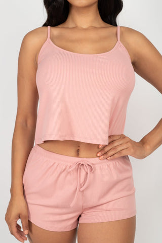 Ribbed Strappy Top & Shorts Set