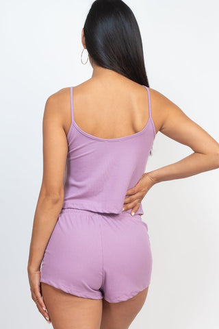 Ribbed Strappy Top & Shorts Set