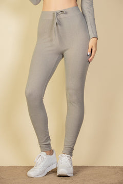 Ribbed Tie Front Leggings