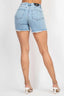 Ripped Five-pocket Mini Denim Shorts-Light Denim