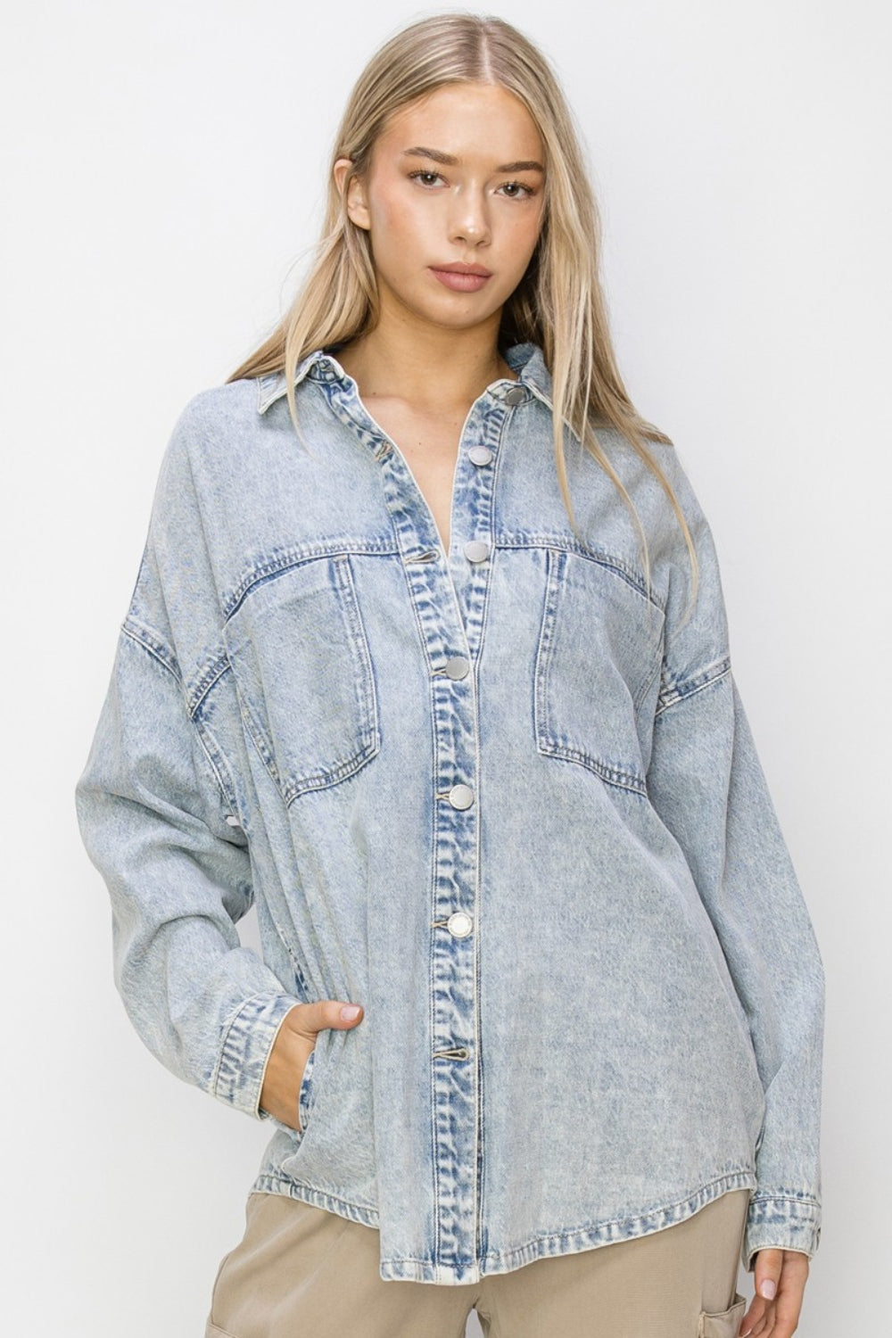 RISEN Long Sleeve Button Up Shacket | Trendy & Versatile