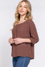 Roll Up Sleeve Pleated Blouse-Brown