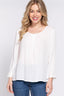 Roll Up Sleeve Pleated Blouse-Off White