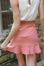 Rose Cotton & Linen Flare Hem Mini Skirt-Rose