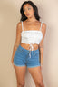 Ruched Bust Lace-up Cami Crop Top
