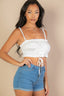 Ruched Bust Lace-up Cami Crop Top