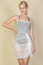 Ruched Drawstring Mesh Cover Up