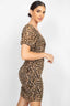 Ruched Leopard Print Bodycon Mini Dress-Leopard Print