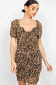 Ruched Leopard Print Bodycon Mini Dress-Leopard Print