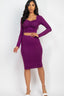 Ruched Long Sleeve Top & Pencil Skirt Set