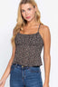 Ruched Open Back Print Cami Woven Top-Black