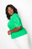 Ruched Puff Sleeve Blouse Top-Green
