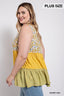 Ruffle Detail Tiered V-neck Top-Honey Mix
