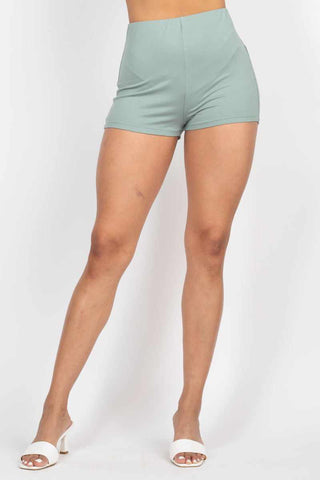 Scoop Buttoned Full Cami Top & Mini Shorts Set-Sage