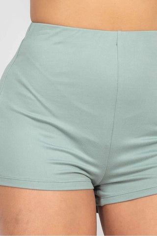 Scoop Buttoned Full Cami Top & Mini Shorts Set-Sage