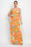 Scoop Tropical Print Orange Maxi Dress