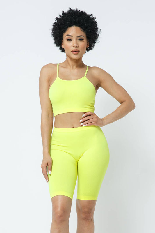 Seamless Crop Top and Bike Short Set