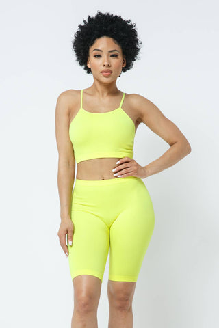 Seamless Crop Top and Bike Short Set