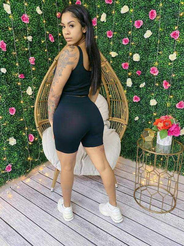 My Summer Tank Biker Short Set-Grey