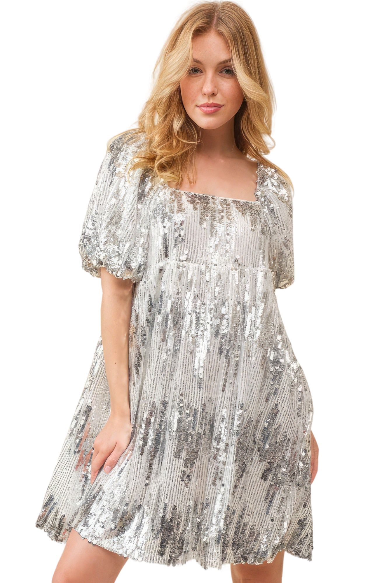 Sequin Babydoll Mini Dress