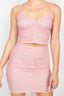 Shirred Cami Top & Mini Skirts Set-Dust Blush