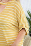 Short Sleeve Choker Neck Stripe Print Top-Yellow/White