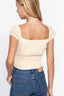 Short Sleeve Front Tie Ruched Detail Woven Top-Butter