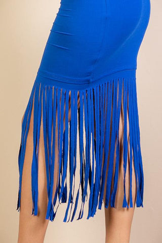 Sleeveless Fringe Midi Dress | Bodycon Party Dress