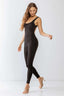 Slim Fit Jumpsuit & Long Sleeve Cardigan Set-Black