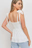 Smocking Bust With Self Tie Straps Sleeveless Waffle Top-Ivory