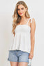 Smocking Bust With Self Tie Straps Sleeveless Waffle Top-Ivory