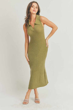 Soft And Cozy Warm Knit Fabric Dress-Olive