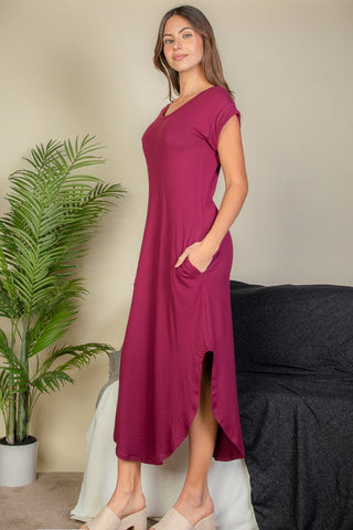 Soft Jersey Maxi Dress | V-Neck Batwing Sleeves
