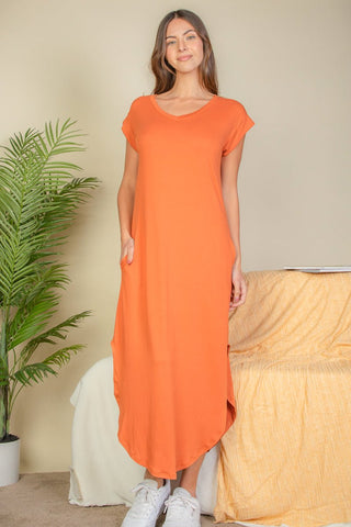 Soft Jersey Maxi Dress | V-Neck Batwing Sleeves
