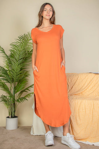 Soft Jersey Maxi Dress | V-Neck Batwing Sleeves