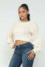Solid Cable Pullover Top-Cream