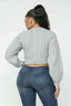 Solid Cable Pullover Top-Heather Grey
